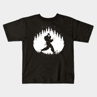 Funny BIgfoot Running Kids T-Shirt